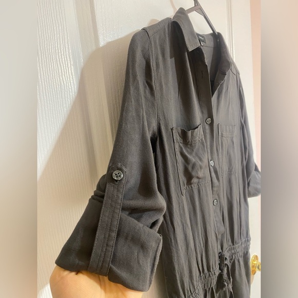 Aritzia Talula Long Sleeve Pant Elastic Waist Button Up Pockets Jumpsuit Romper - Picture 4 of 12